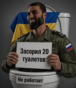 gigachad, beard, russia, russia ukraine war, russian text, russo ukrainian war, smile, toilet, war, white skin