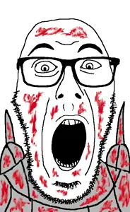 unknown, armor, bald, blood, blood on face, covered in blood, eyebrows, glasses, grey clothes, half body