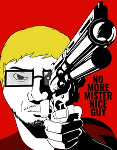 nate higgers, soyak, soyak front, natejak, 1soyjak, angry, black eyes, blonde hair, broken glasses, closed mouth