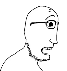 xylophono, xylophono side, sidejaks, 1soyjak, bald, black eyes, glasses, open eyes, open mouth, portrait