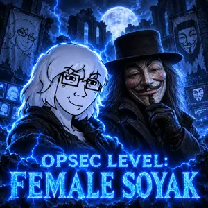 opsec demon, soyak, female soyak, femjak, opsec level, 1soyjak, black eyes, blue text, bricks, brown eyes