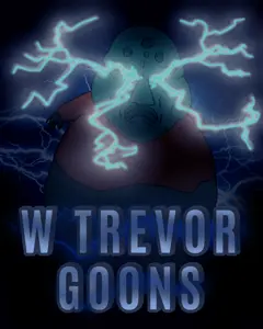 disgusting trevorcreature, w namefag goons, 1soyjak, angry, aura, bald, black background, blue eyes, blue text, closed mouth