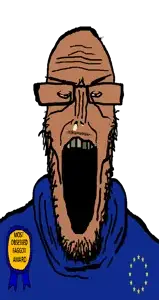markiplier soyjak, euromutt, longplier, euromutt, fusionjaks, 1soyjak, award, bald, bloodshot eyes, blue hoodie