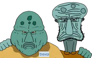 squidward tentacles, bnranson, disgusting trevorcreature, interesting quiddycreature, no more brother wars, 2soyjaks, angry, bald, blue skin, brown eyes