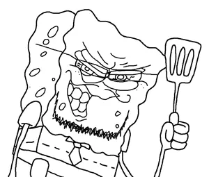 spongebob squarepants, spongeboob, spongejaks, useful soys, 1soyjak, almost full body, bald, clothes, evil, evil smile