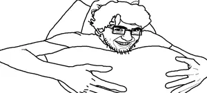 dreamjak, useful soys, 1soyjak, dream, dreamdidntdoanythingwrong, fluffy hair, full body, glasses, grin, gymnastic