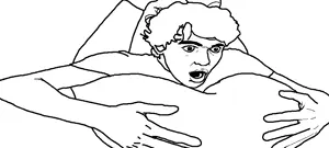 dreamjak, useful soys, 1soyjak, big eyes, dream, fluffy hair, gymnastic, holding object with two hands, jewtube, jewtuber