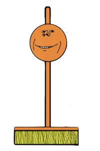 wubbbubba, impish soyak ears, 1soyjak, blonde hair, broom, brush, extremely skinny, hair, impish, incomprehensible woahjack