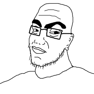 flopjak, unknown, 1soyjak, bald, black eyes, closed mouth, clothes, ear, eyebrows, glasses