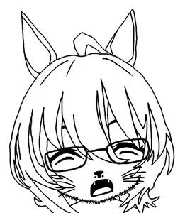agnes tachyon, honse, doctos, 1soyjak, animal, anime, cat nose, closed eyes, cute, ear