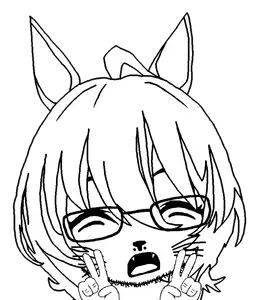 agnes tachyon, honse, doctos, 1soyjak, animal, anime, cat nose, closed eyes, cute, ear