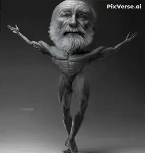 gigachad, old gigachad, 1nas, animal, beard, black eyes, black hair, buff, bug, closed mouth