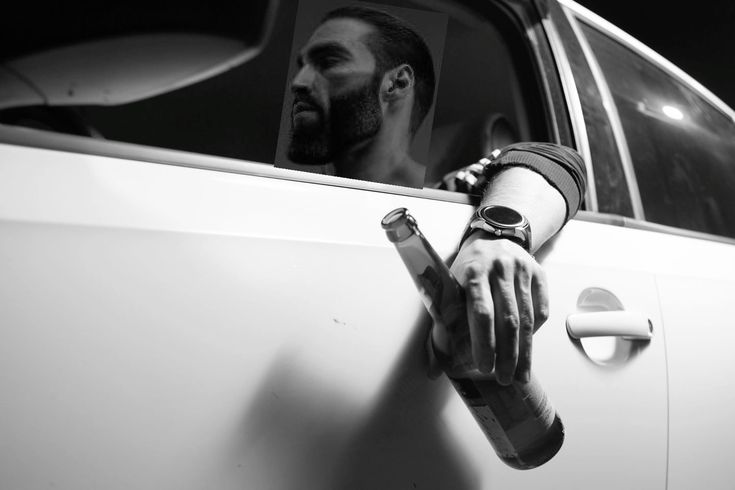 gigachad, 1nas, beard, black hair, buff, car, closed mouth, driving, drunk, drunk driving