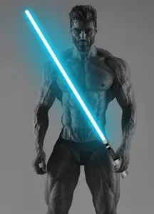 gigachad, beard, black hair, buff, closed mouth, front view, hair, medium hair, no glasses, open eyes