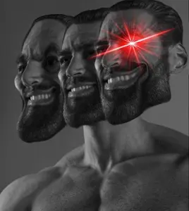 gigachad, beard, black hair, buff, closed mouth, front view, hair, medium hair, no glasses, open eyes