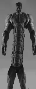 gigachad, beard, black hair, buff, closed mouth, front view, hair, medium hair, no glasses, open eyes