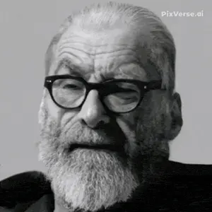 gigachad, old gigachad, beard, black hair, book, buff, closed mouth, couch, front view, glasses
