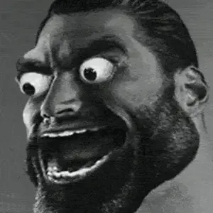 gigachad, gigafly, animal, beard, big eyes, black hair, buff, bug, fly, front view