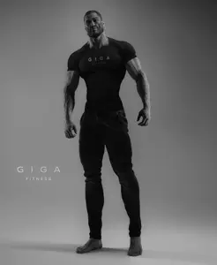 gigachad, classic gigas, beard, black hair, buff, closed mouth, clothed, clothes, front view, full body