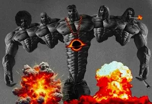 gigachad, 5 nas, abs, afro, bald, beard, black eyes, black hair, black hole, buff