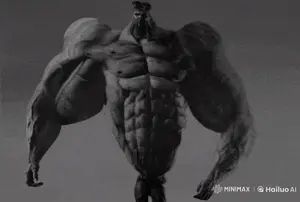 gigachad, gigafly, ai watermark, animal, beard, black hair, buff, bug, closed mouth, distorted