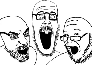 beastjak, burnsjak, kliksjak, trios & duos, 3soyjaks, aliased, angry eyebrows, bald, beard, black eyes