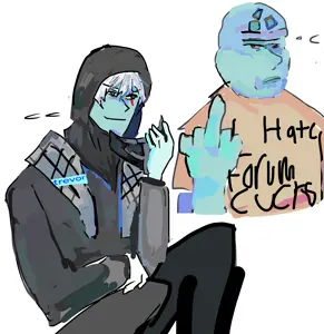 arm, blue skin, drawfag, drawing, holding object, middle finger, sitting, video game, mortal kombat, trevor