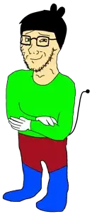 ethan (ethan's clubhouse), soyak, soyak (smug), autism, autist, black hair, closed mouth, clothes, crossed arms, full body