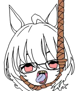 agnes tachyon, bernd, honse, hanging troonjak, troonjak, 1soyjak, ack, black eyes, front view, glasses