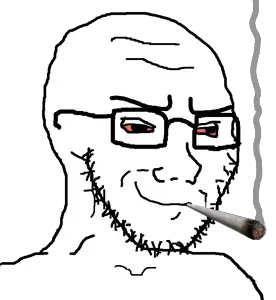 soyak, soyak (smug), 1soyjak, bald, bloodshot eyes, eyebrows, eyelids, forehead lines, glasses, half closed eyes