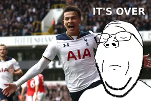gapejak, its over, 1soyjak, bald, closed eyes, closed mouth, dele alli, football, glasses, irl background
