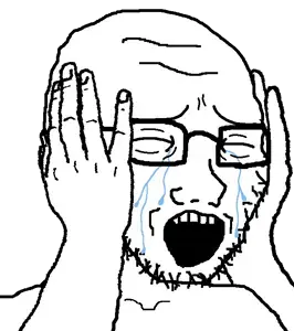 soyak, bald, closed eyes, crying, eyebrows, forehead lines, glasses, hands, headache, holding head