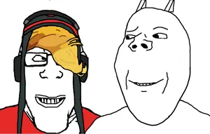 gubby, gapejak, markiplier soyjak, grinplier, wholesome soyjak, are you soying what im soying, 2soyjaks, animal, bald, black eyes