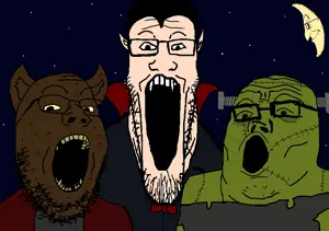 gapejak, markiplier soyjak, tony soprano soyjak, longplier, soyjak trio, trios & duos, 3soyjaks, animal, bald, black eyes