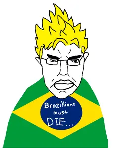 sectionalism, chudjak, chudjak front, angry, anime, brazil, clothes, flag, glasses, hair