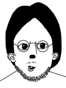 gleglejak, lennonjak, vlodson, fusionjaks, 1soyjak, black eyes, black hair, buck teeth, ear, ears