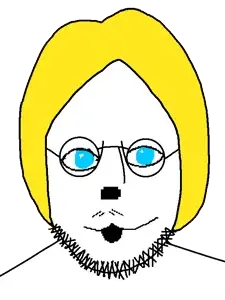gleglejak, lennonjak, aryan, fusionjaks, 1soyjak, a10 eyes, blonde hair, blue eyes, front view, glasses
