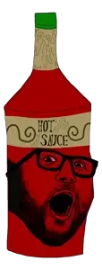 hot sauce, foodeez!, 1soyjak, bald, beard, black eyes, bottle, bottle cap, brapped comment section☣️☣️☣️ do not enter☣️☣️☣️, english text