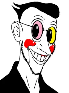 spamton g. spamton, slapstick, unknown, useful soys, 1soyjak, animator320, bald, ear, glasses, half open mouth