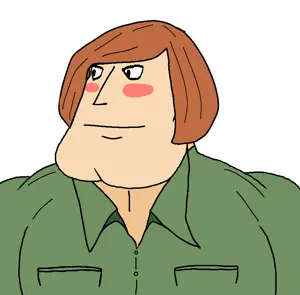 luther von ivory, meximutt, mexiaryan, 1soyjak, blush, buff, closed mouth, clothes, hair, looking to the left