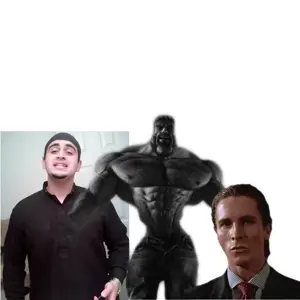 gigachad, patrick bateman, terachad, my very best friends, ai generated song, aloha shirt, beach, clothes, dance, holding object