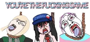 malfoid, bernd, gapejak, female gapejak, hanging troonjak, troonjak, femjak, ack, arm, black hair