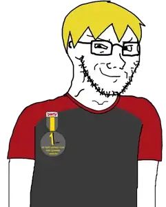 nate higgers, soyak, soyak (smug), soyak (smug) 2, natejak, 1 year on bald men with glasses website, 1soyjak, arms, award, badge