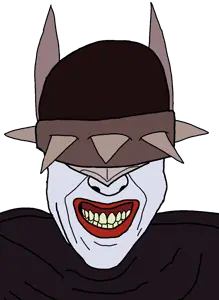 batman, the batman who laughs, chudjak, gladtrick, patrick, 1soyjak, alternate universe, armor, black coat, clothes