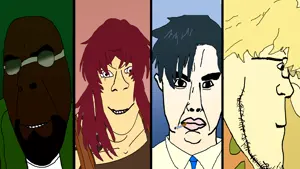 benny (black lagoon), dutch (black lagoon), revy (black lagoon), rock (black lagoon), chudjak, cobson, feraljak, markiplier soyjak, 4soyjaks, angry