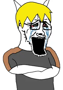 soyak, natejak, 1soyjak, animal, animal ears, avfoo, blonde hair, clothes, crossed arms, crying