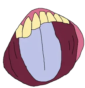 unknown, accessory, blue tongue, front view, gaping mouth, mouth, open mouth, open mouth, purple tongue, slopjak accessory