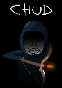 chudjak, pol face, 1soyjak, big lips, black background, bow, cloak, closed mouth, covered eyes, flame
