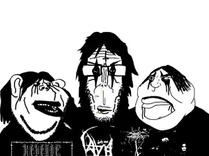 meximutt, amerimutt, euromutt, 3soyjaks, black and white, black eyes, black hair, black metal, closed mouth, fat
