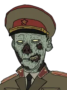 kuzjak, 1soyjak, closed mouth, clothes, collared shirt, communism, decaying, epaulettes, flesh, green skin